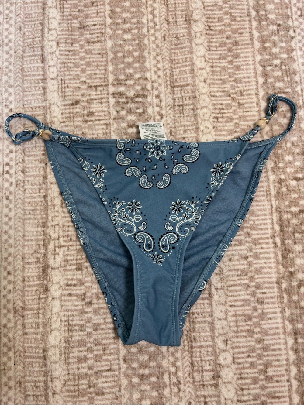 Wild Fable M Women's Blue Paisley Bikini Swim Bottom Lined Stretch Beaded NWT